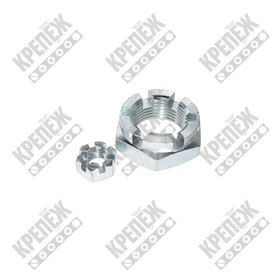 Гайка корончатая М24х1,5 оц. DIN937(ГОСТ 5919) низ